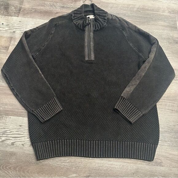 CARBON 2 COBALT Sweater Mens XL 1/4 Zip Pullover Heavy Distressed Gray - Picture 1 of 9